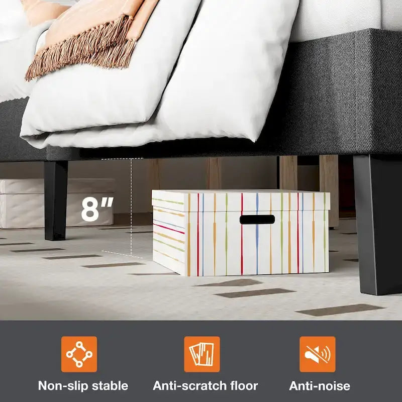 Lit plateforme tapissé de lin avec tête de lit réglable