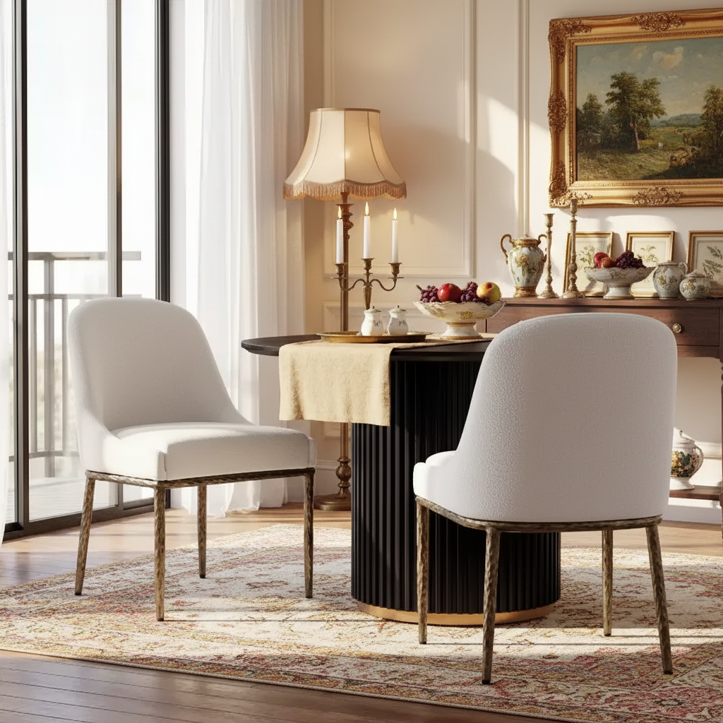 Chaises de salle à manger capitonnées glamour modernes