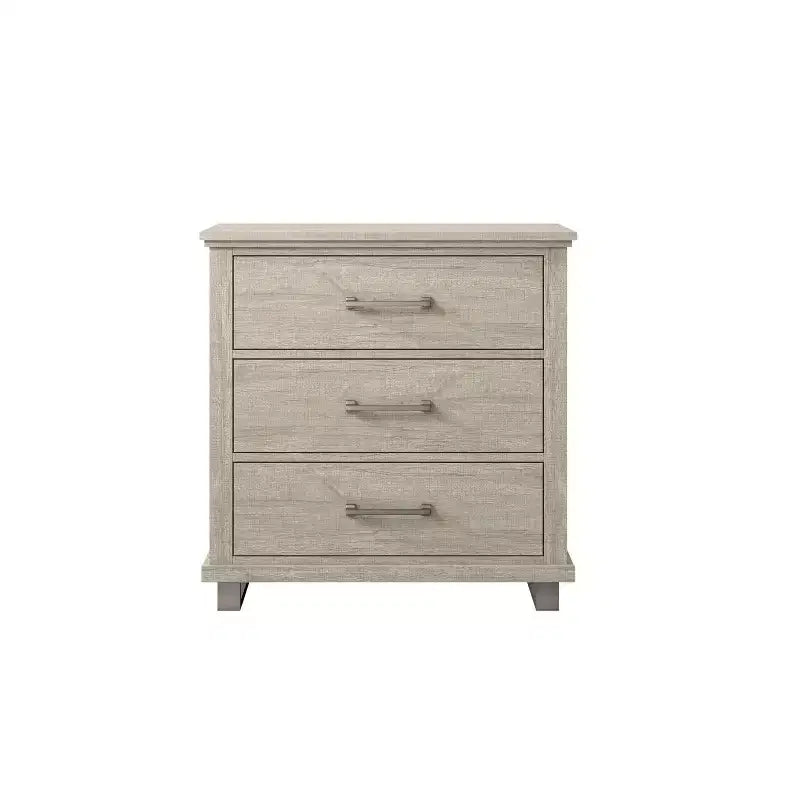 32'' Nightstand Beige - Accent Furniture: Modern Bedside Table with 3 Drawers & Metal Legs