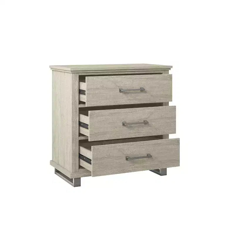 32'' Nightstand Beige - Accent Furniture: Modern Bedside Table with 3 Drawers & Metal Legs