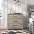32'' Nightstand Beige - Accent Furniture: Modern Bedside Table with 3 Drawers & Metal Legs