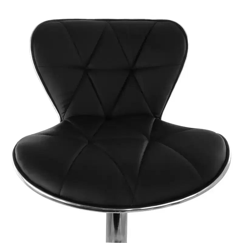 Elama 2 Piece Tufted Faux Leather Adjustable Bar Stool in Black with Chrome Trim and Base