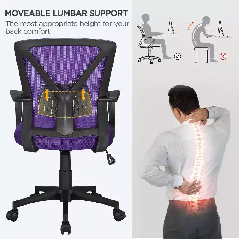 Yaheetech Office Desk Chair Computer Task Chair with Lumbar Support and Armrest