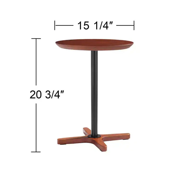Elm Lane Modern Industrial Wood Round Standing Accent Table 15 1/4 Wide Natural Black Pole for Living Family Room Bedroom Bedside Entryway House Home