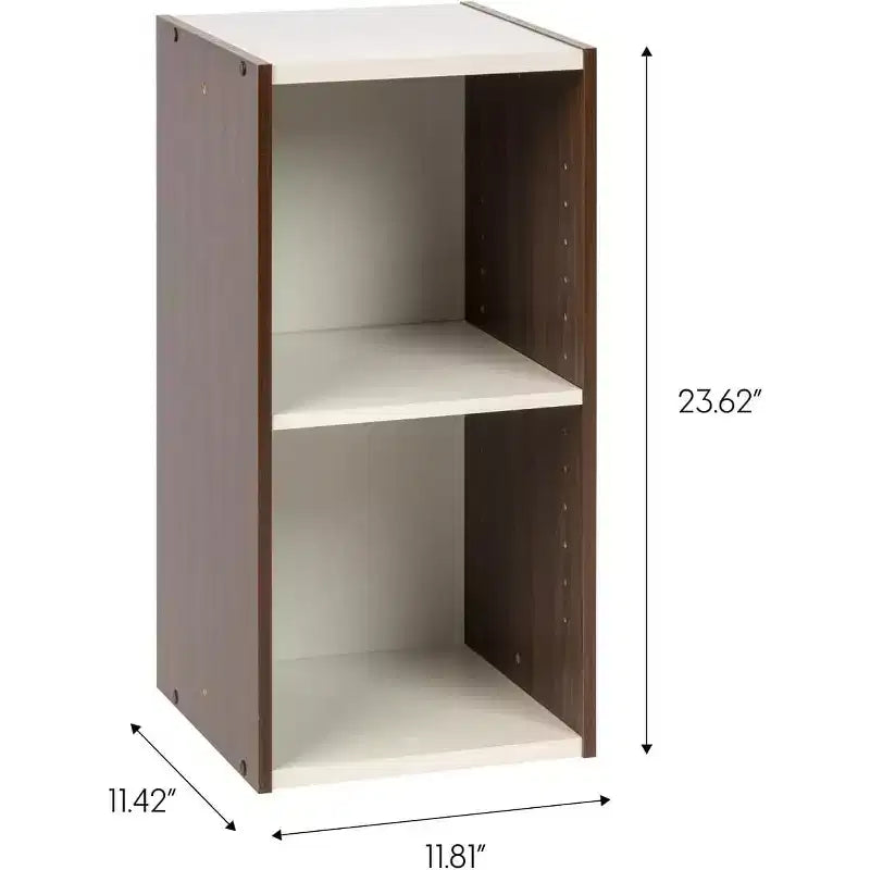 IRIS USA 2 tire Space Saving Cube Organizer with Height Adjustable Shelf, White
