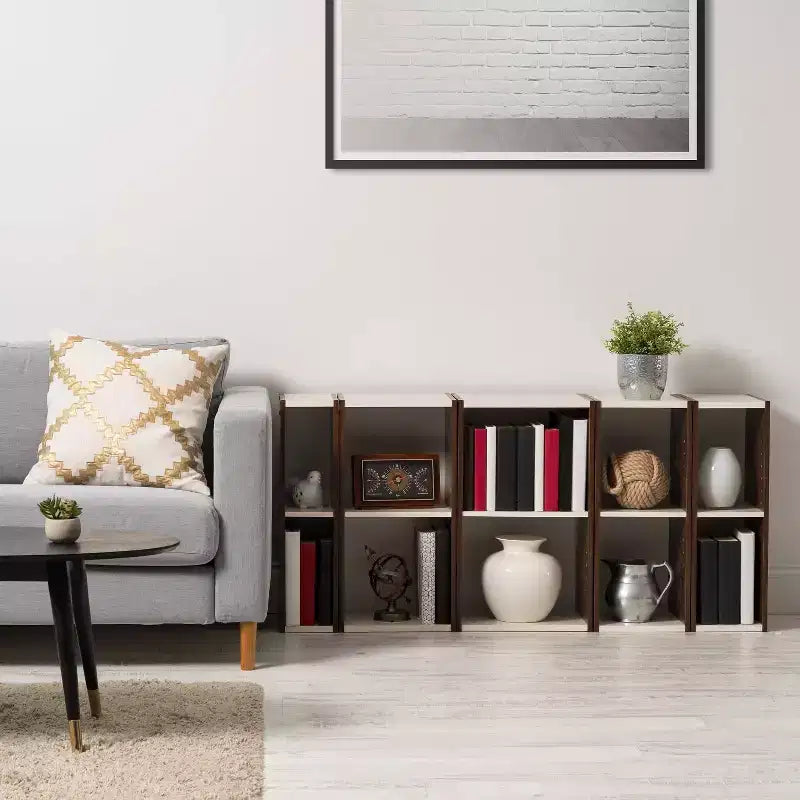 IRIS USA 2 tire Space Saving Cube Organizer with Height Adjustable Shelf, White