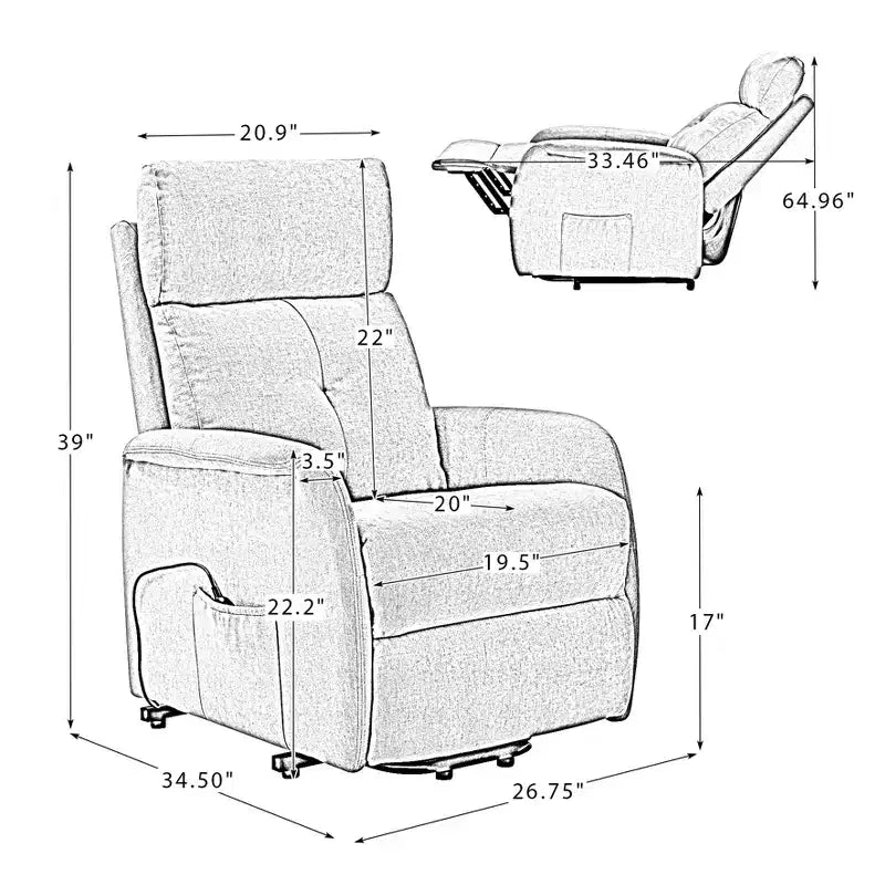 Gina Mid-century Power Remote Recliner with Metal Base| ART OF LIVING DESIGNS-NAVY