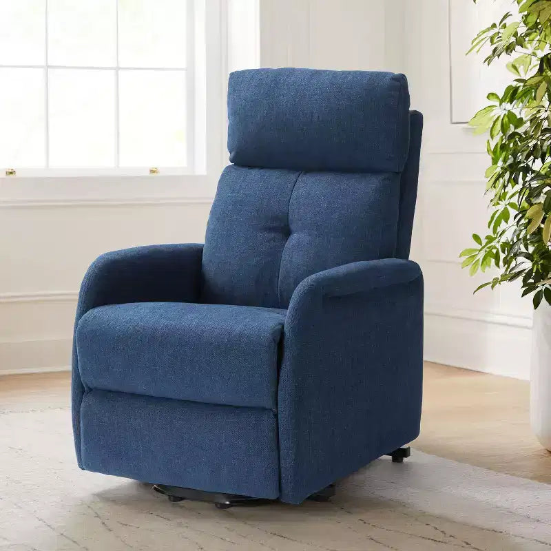 Gina Mid-century Power Remote Recliner with Metal Base| ART OF LIVING DESIGNS-NAVY