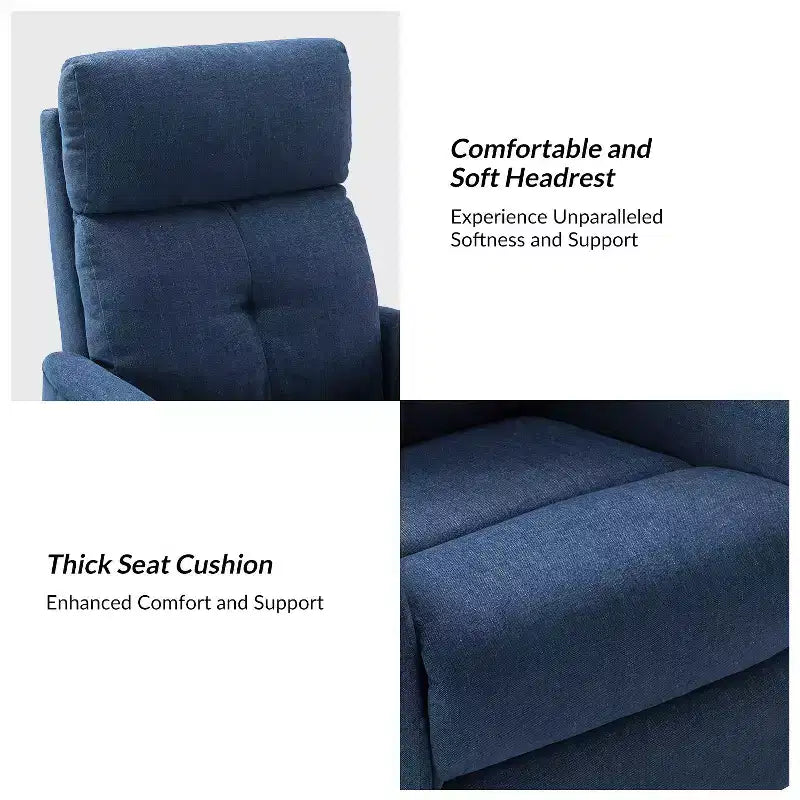 Gina Mid-century Power Remote Recliner with Metal Base| ART OF LIVING DESIGNS-NAVY