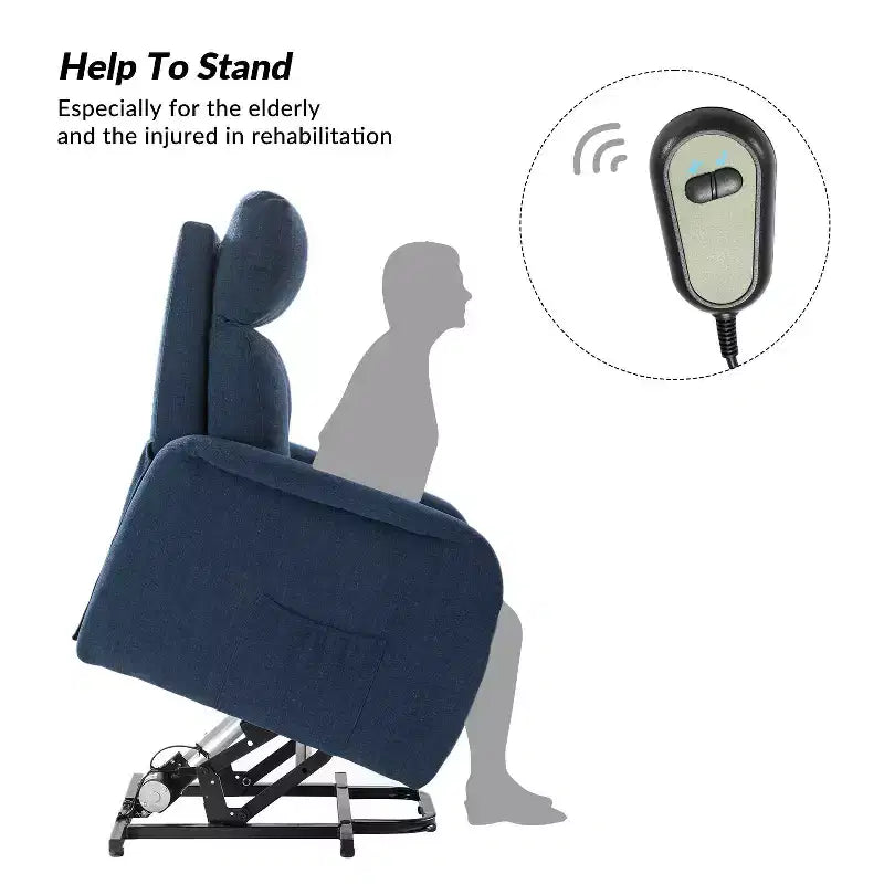 Gina Mid-century Power Remote Recliner with Metal Base| ART OF LIVING DESIGNS-NAVY