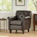 Fauteuil club en cuir marron capitonné