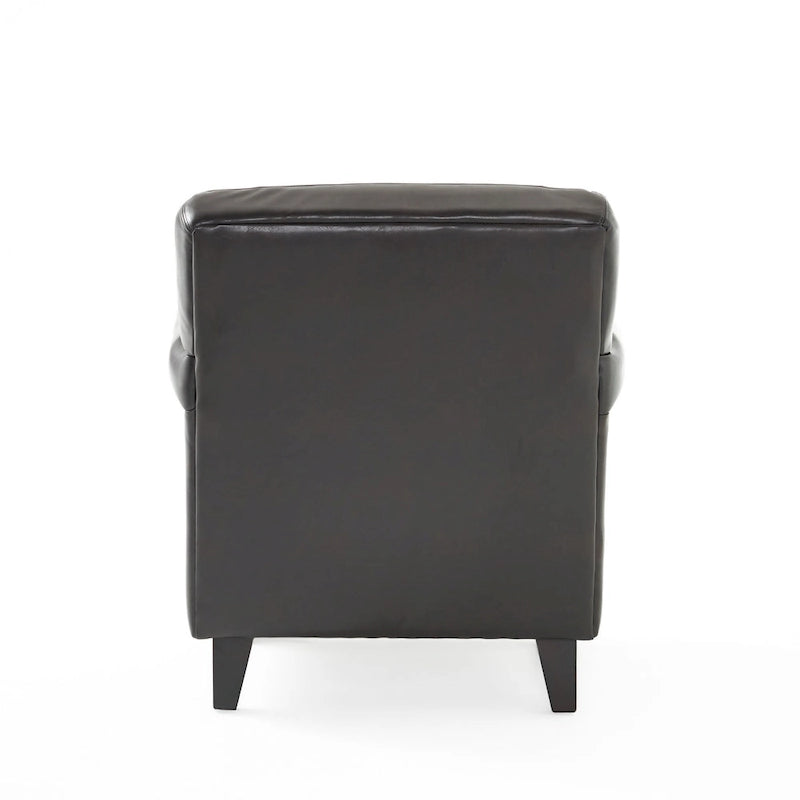 Fauteuil club en cuir marron capitonné