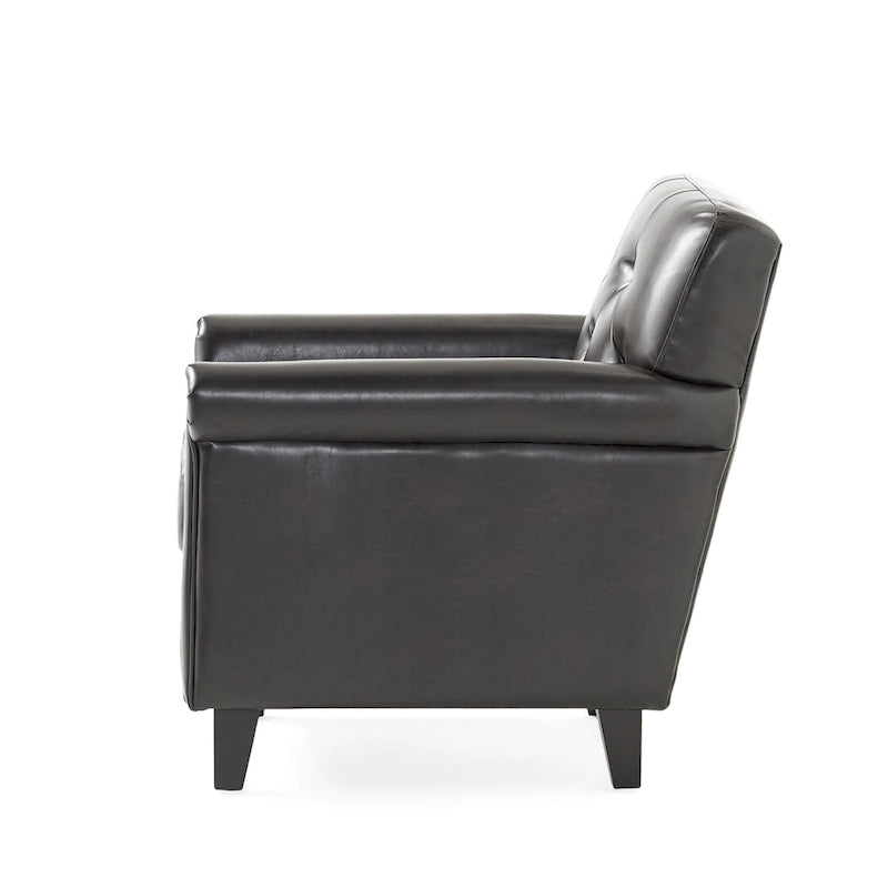 Fauteuil club en cuir marron capitonné