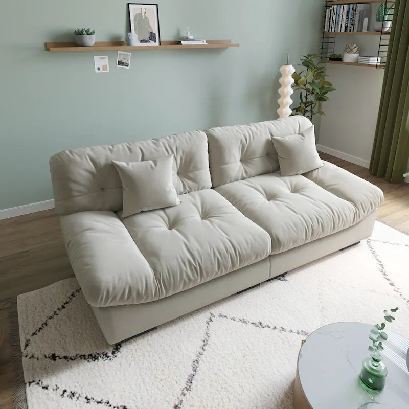 89 Canapé d'angle moderne avec accoudoirs en velours pour salon