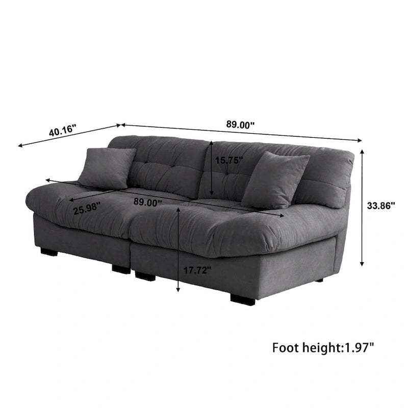 89 Canapé d'angle moderne avec accoudoirs en velours pour salon