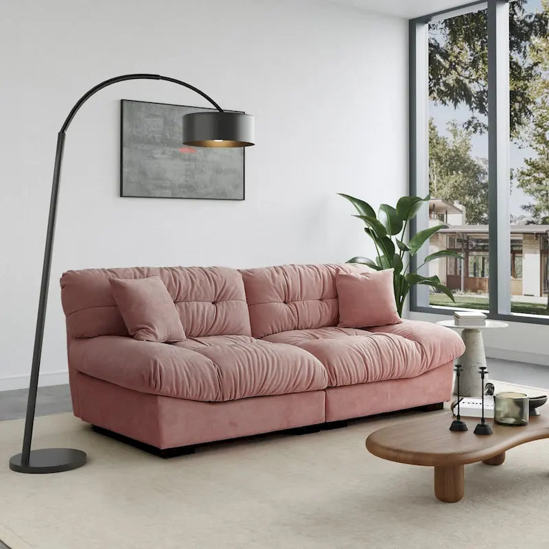 89 Canapé d'angle moderne avec accoudoirs en velours pour salon