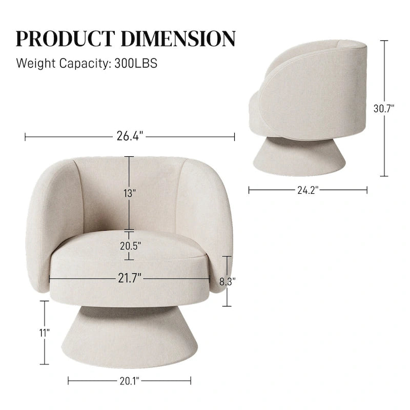 Fauteuils pivotants modernes à 360 degrés en forme de tonneau