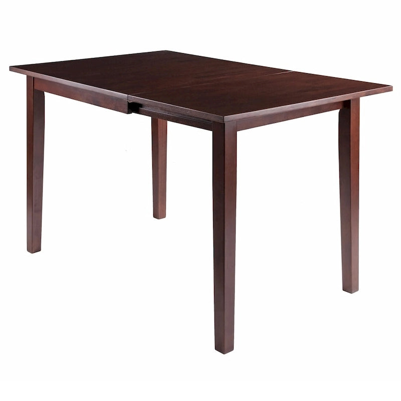 Table de salle à manger brun noyer avec rallonge abattante