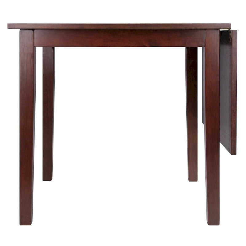 Table de salle à manger brun noyer avec rallonge abattante