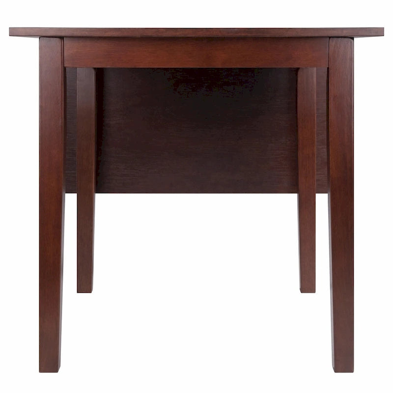 Table de salle à manger brun noyer avec rallonge abattante