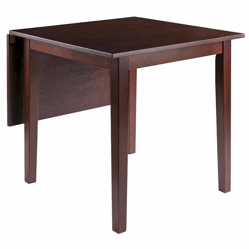 Table de salle à manger brun noyer avec rallonge abattante