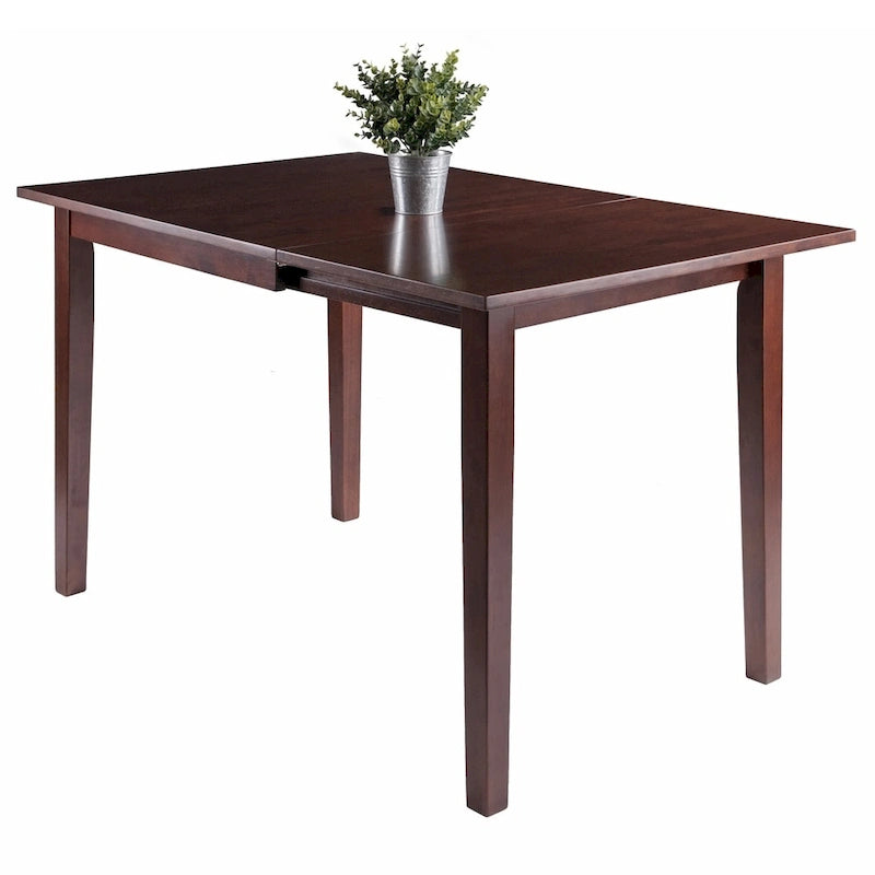 Table de salle à manger brun noyer avec rallonge abattante