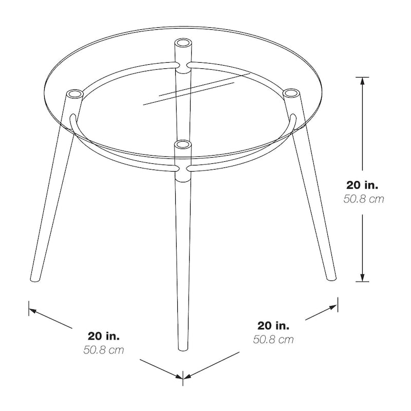 Bout de canapé rond en verre style Mid-century