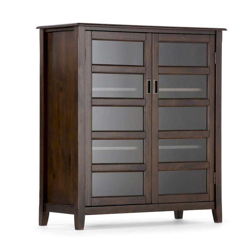 Meuble de rangement intermédiaire de style transitionnel en bois massif, 40 pouces de largeur, brun acajou - 40 l x 16,9 p x 44 h (pouces)