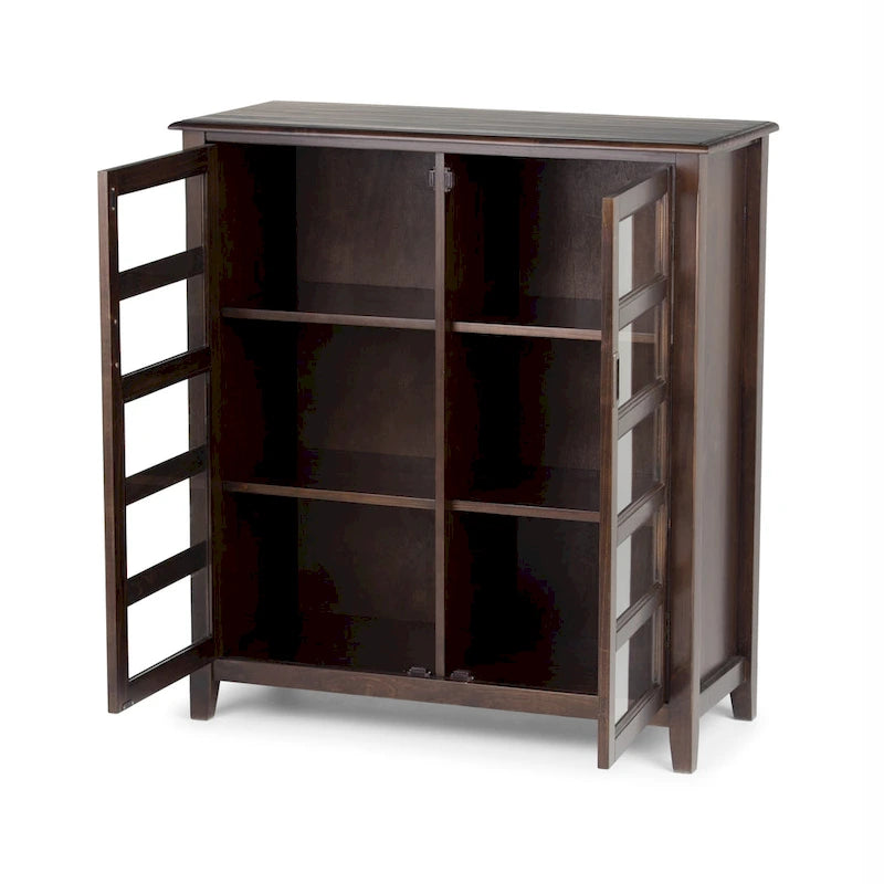Meuble de rangement intermédiaire de style transitionnel en bois massif, 40 pouces de largeur, brun acajou - 40 l x 16,9 p x 44 h (pouces)