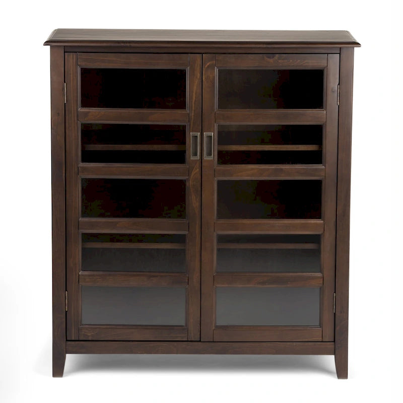 Meuble de rangement intermédiaire de style transitionnel en bois massif, 40 pouces de largeur, brun acajou - 40 l x 16,9 p x 44 h (pouces)