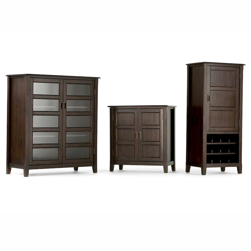 Meuble de rangement intermédiaire de style transitionnel en bois massif, 40 pouces de largeur, brun acajou - 40 l x 16,9 p x 44 h (pouces)