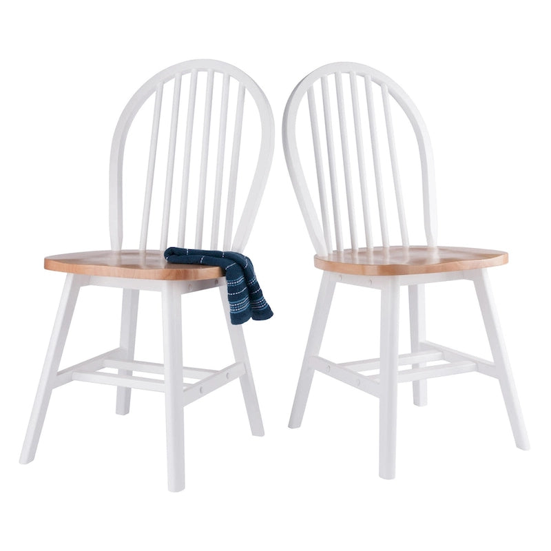 Ensemble de 2 chaises, naturel et blanc