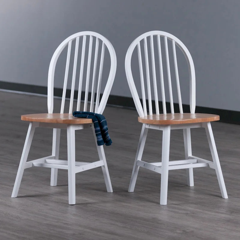 Ensemble de 2 chaises, naturel et blanc