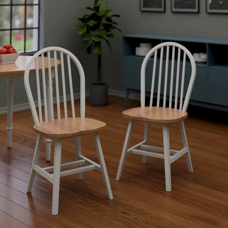 Ensemble de 2 chaises, naturel et blanc