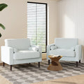 Fauteuil large moderne en velours côtelé, lot de 2, avec traversins