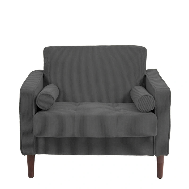 Fauteuil large moderne en velours côtelé, lot de 2, avec traversins
