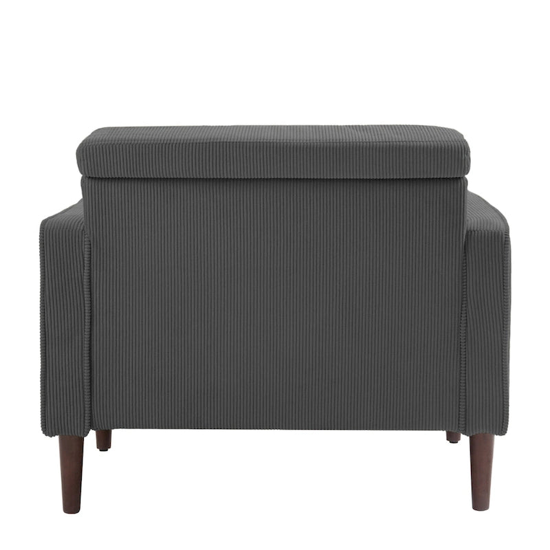 Fauteuil large moderne en velours côtelé, lot de 2, avec traversins