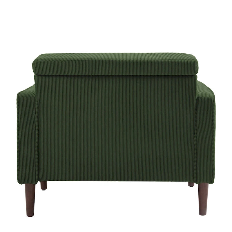 Fauteuil large moderne en velours côtelé, lot de 2, avec traversins