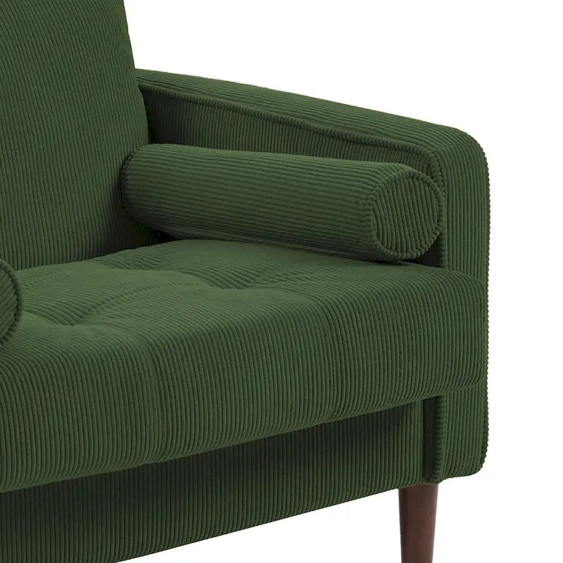 Fauteuil large moderne en velours côtelé, lot de 2, avec traversins