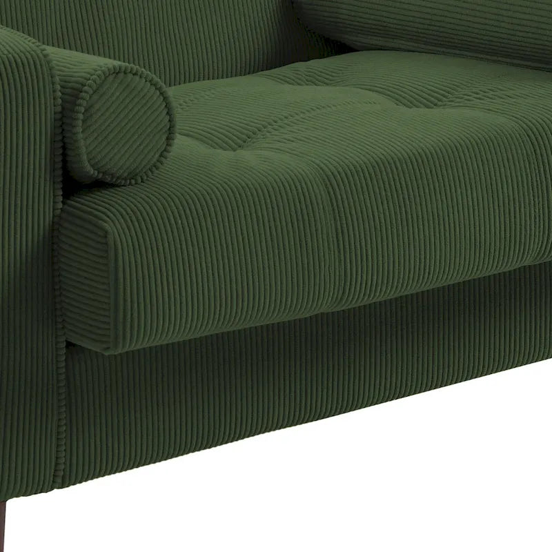 Fauteuil large moderne en velours côtelé, lot de 2, avec traversins