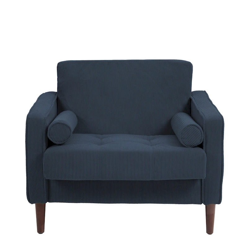 Fauteuil large moderne en velours côtelé, lot de 2, avec traversins