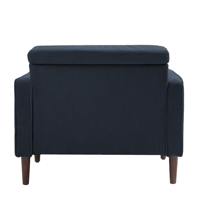 Fauteuil large moderne en velours côtelé, lot de 2, avec traversins