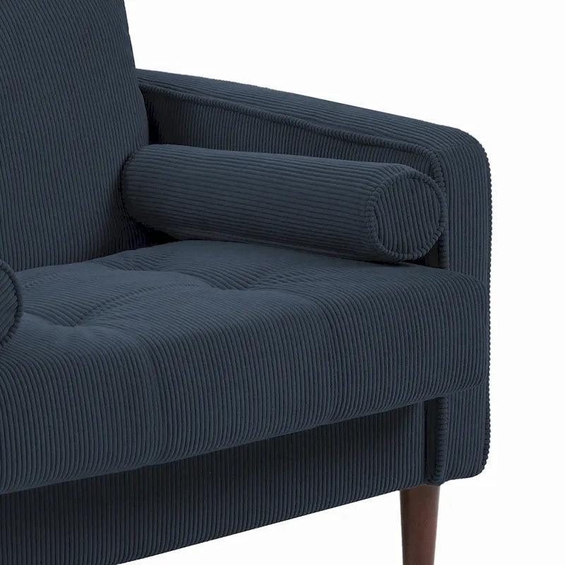 Fauteuil large moderne en velours côtelé, lot de 2, avec traversins