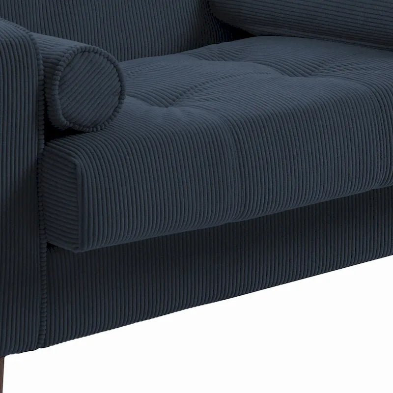 Fauteuil large moderne en velours côtelé, lot de 2, avec traversins