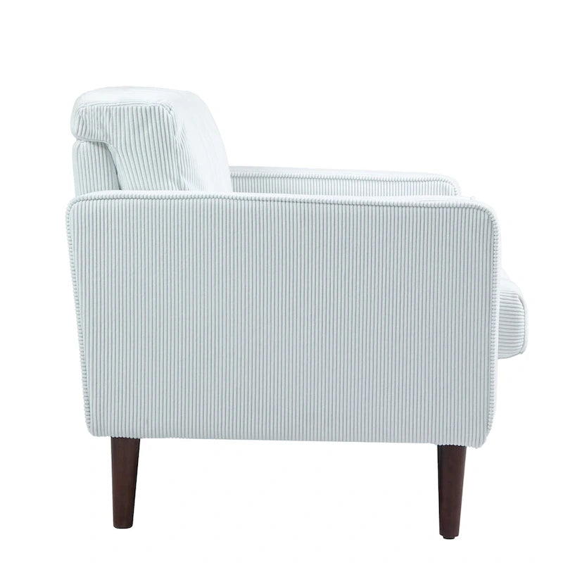 Fauteuil large moderne en velours côtelé, lot de 2, avec traversins