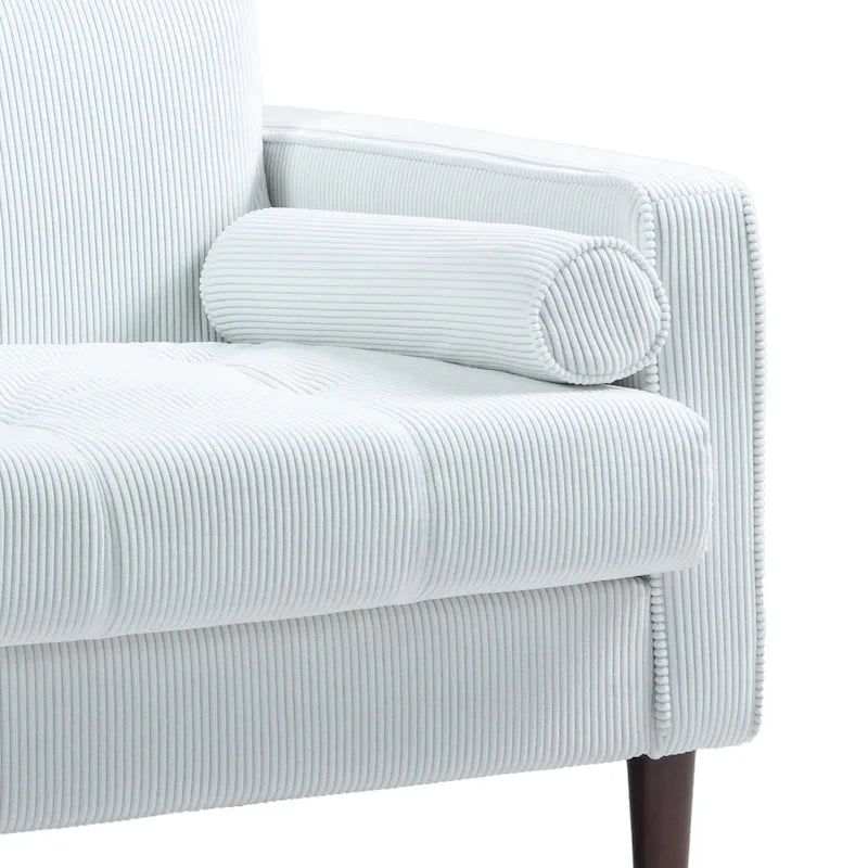 Fauteuil large moderne en velours côtelé, lot de 2, avec traversins