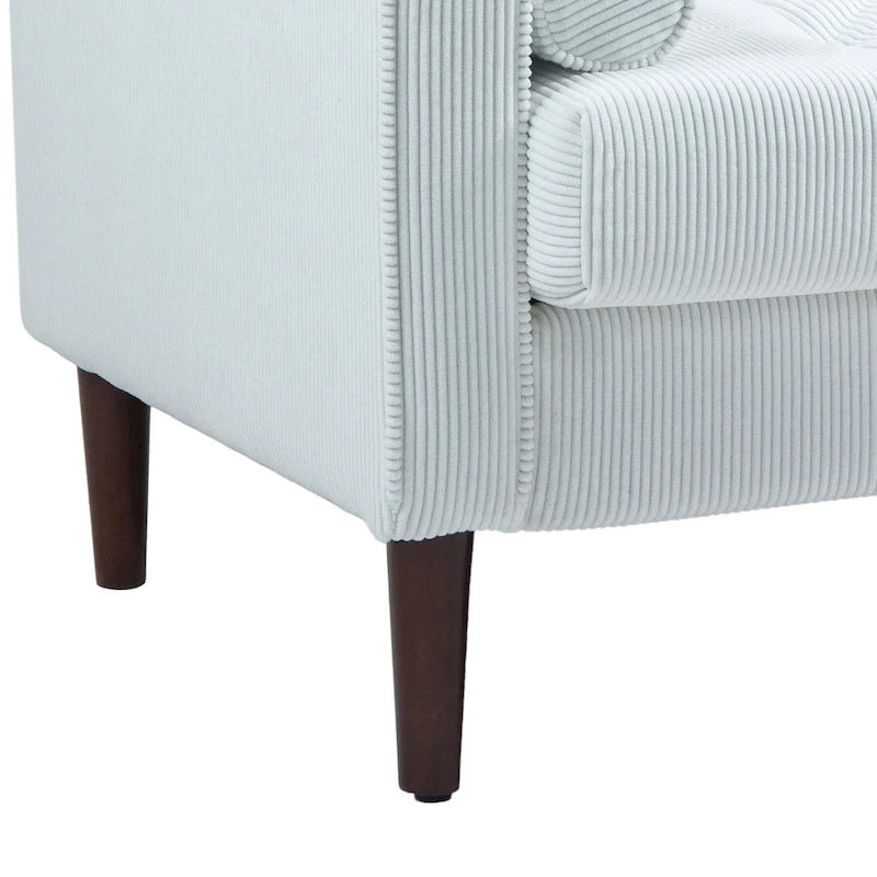 Fauteuil large moderne en velours côtelé, lot de 2, avec traversins