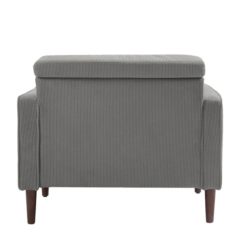 Fauteuil large moderne en velours côtelé, lot de 2, avec traversins