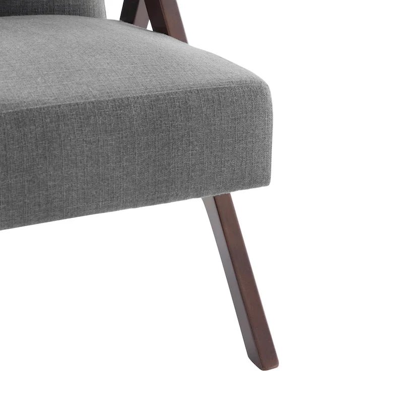 Fauteuil d'appoint style Mid-Century moderne, revêtement gris/bleu/blanc, pour salon, chambre