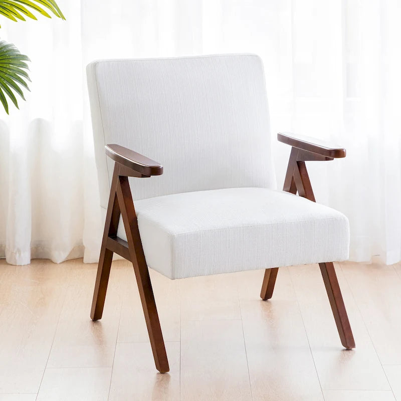 Fauteuil d'appoint style Mid-Century moderne, revêtement gris/bleu/blanc, pour salon, chambre